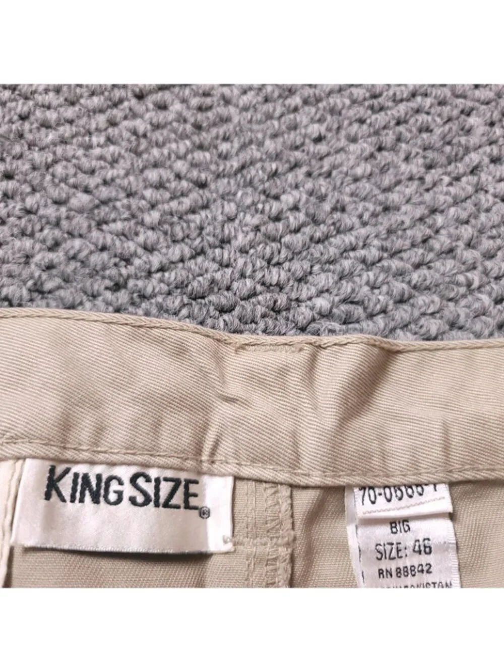 KingSize Cargo Shorts Mens 46 Big Tall Khaki Elastic LL Chino y2K Beige